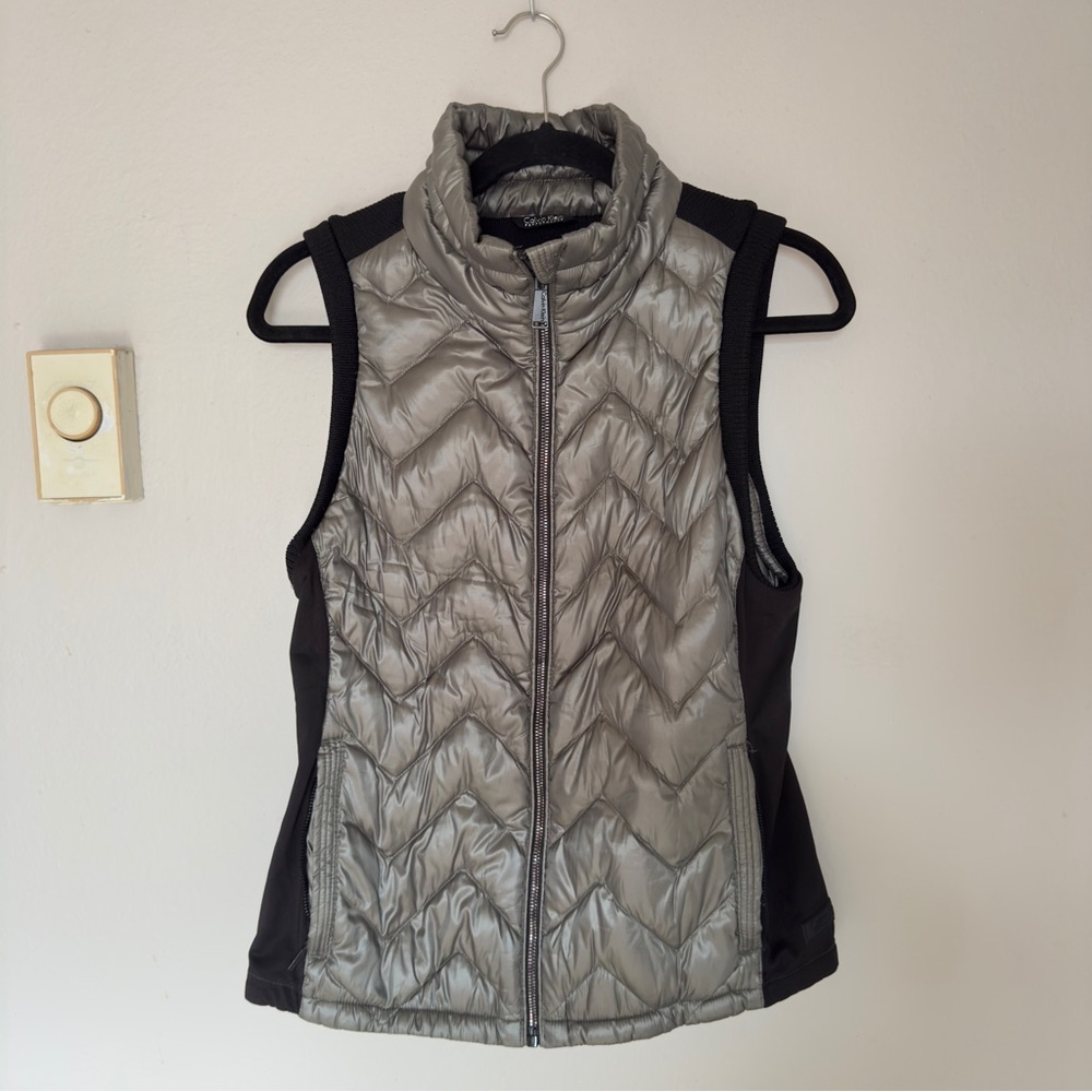 Calvin Klein Women's Metallic light olive green and Black Vest